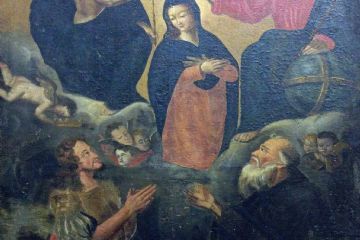 Presso la Sala Parrocchiale è conservato un olio su tela, datata alla fine del 1600, di autore anonimo, restaurata nel 1875.<br>Raffigura: Incoronazione della Vergine a, ai lati, San Maurizio e Sant’Antonio abate. Al centro il paesaggio dovrebbe essere quello di Gravellona.<br>Sant’Antonio è a destra in primo piano, inginocchiato, con barba bianca e saio scuro.